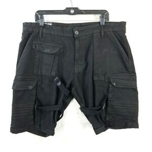 Jordan‎ Craig Shorts Men 38 Black Cotton Retro Cargo Straps Skater Punk Street